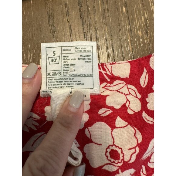 Laura Ashley Red Floral Halter Dress Vtg Sz 8 Cottage Core Garden Tea Party - Picture 12 of 16